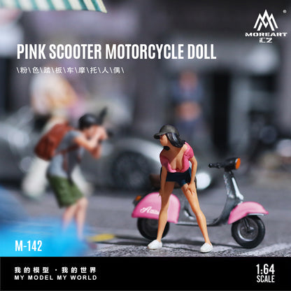 MoreArt 1:64 Pink Scooter Motorcycle Doll MO222142