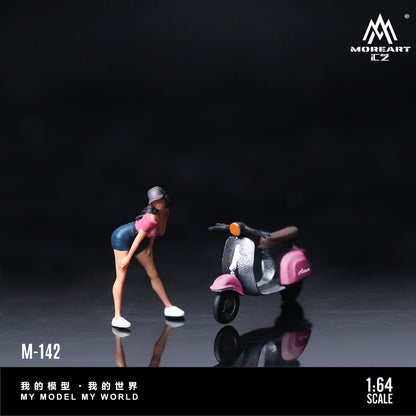 MoreArt 1:64 Pink Scooter Motorcycle Doll MO222142