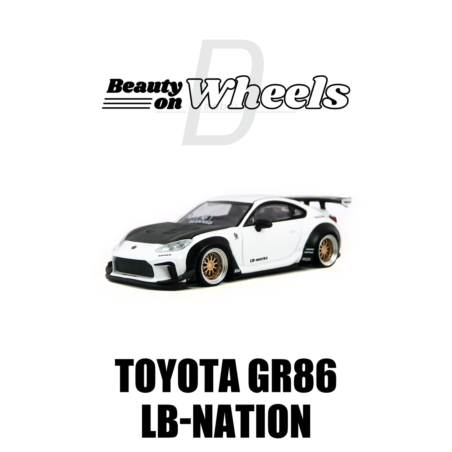 D MODEL BEAUTY ON WHEELS 1:64 TOYOTA GR86 LB-Nation White DBW055A
