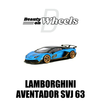 D MODEL BEAUTY ON WHEELS 1:64 Lamborghini Aventador SVJ 63 Blu Aegir DBW056A
