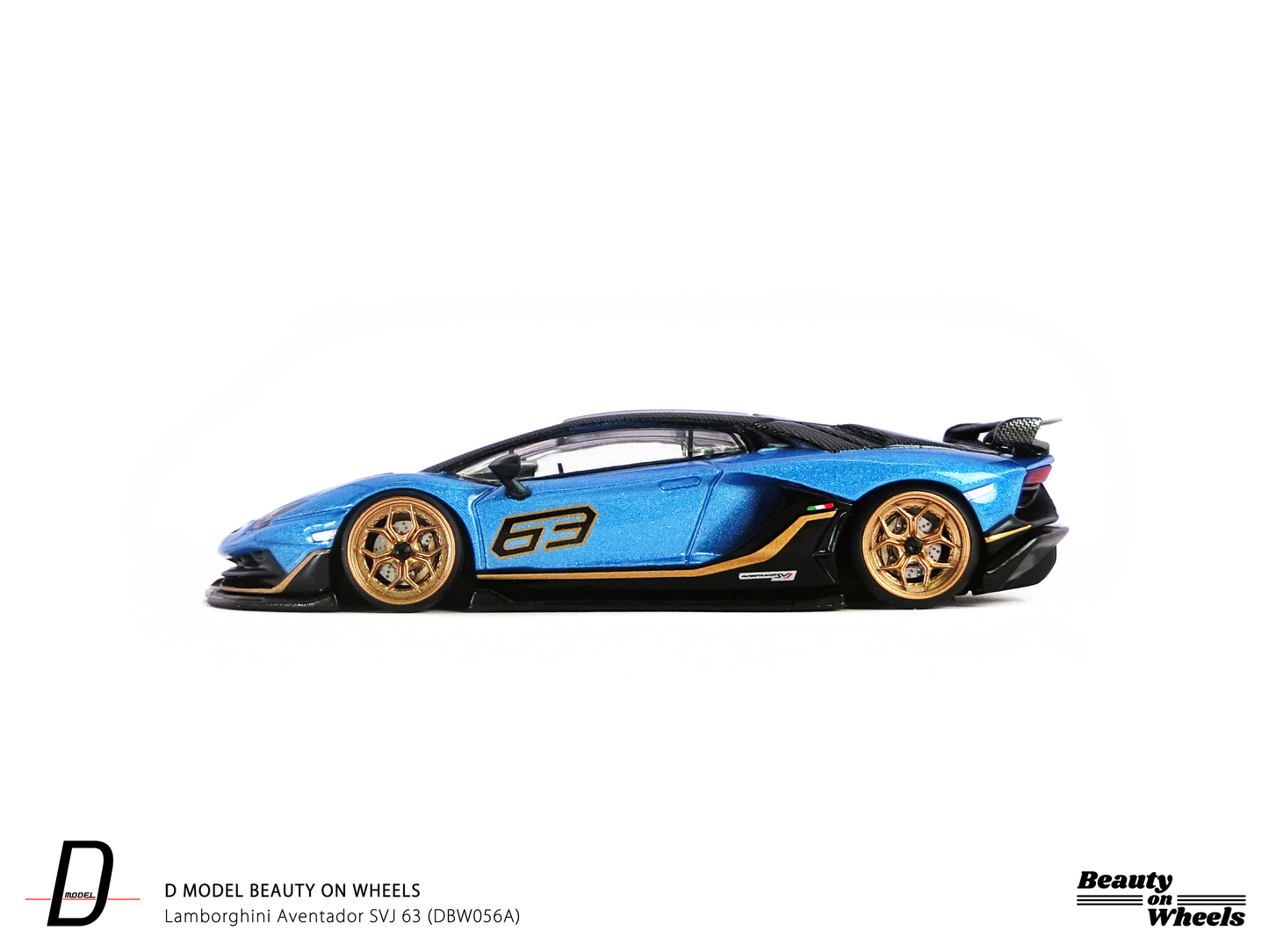 D MODEL BEAUTY ON WHEELS 1:64 Lamborghini Aventador SVJ 63 Blu Aegir DBW056A