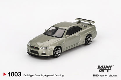 Mini GT 1:64 Nissan Skyline GT-R (R34) V-Spec II Nür MGT01003-BL (Preorder)