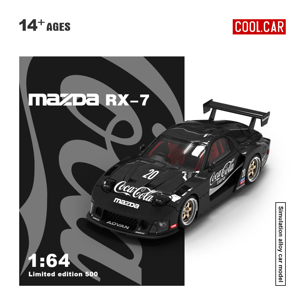 Cool Car 1:64 Mazda Rx-7 Black Coca Cola /Red Coca Cola Livery [No Doll] CC647601/CC647602 [2 Colors]