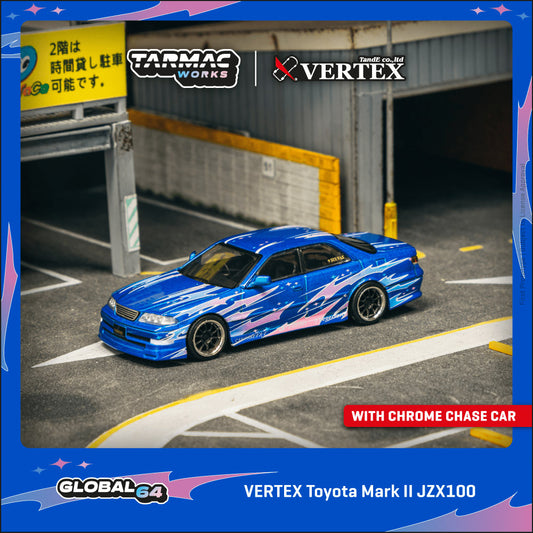 Tarmac Works 1:64 VERTEX Toyota Mark II JZX100 Blue Metallic T64G-024-BL