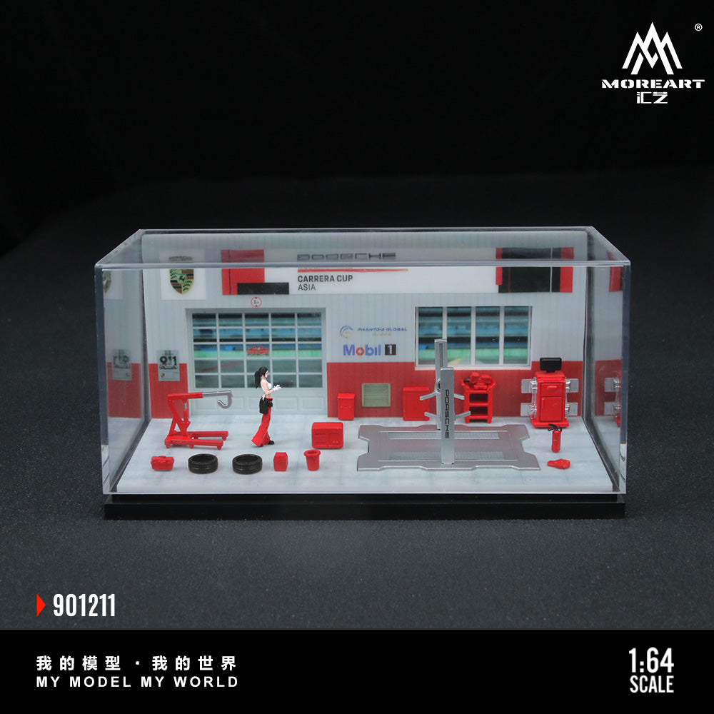 MoreArt 1:64 Porsche Repair Shop Diorama MO901211 (Preorder)