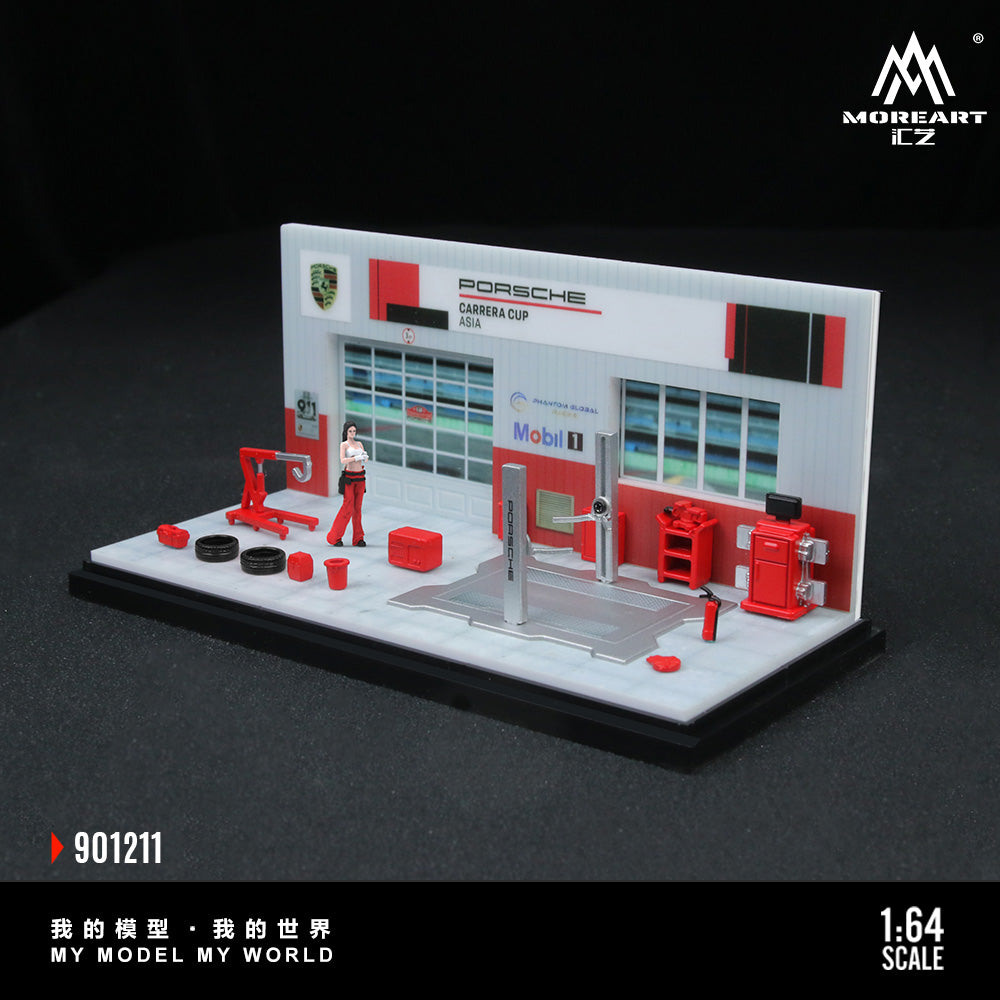 MoreArt 1:64 Porsche Repair Shop Diorama MO901211 (Preorder)