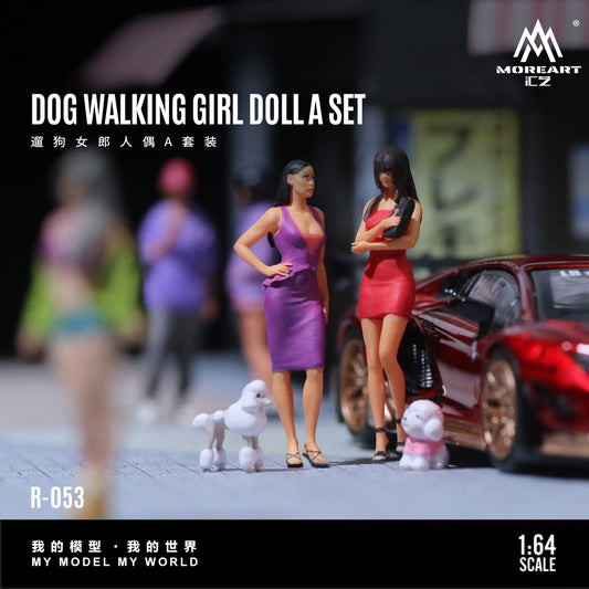 MoreArt 1:64 Dog Walking Girl Doll A Set MO223053 (Preorder)