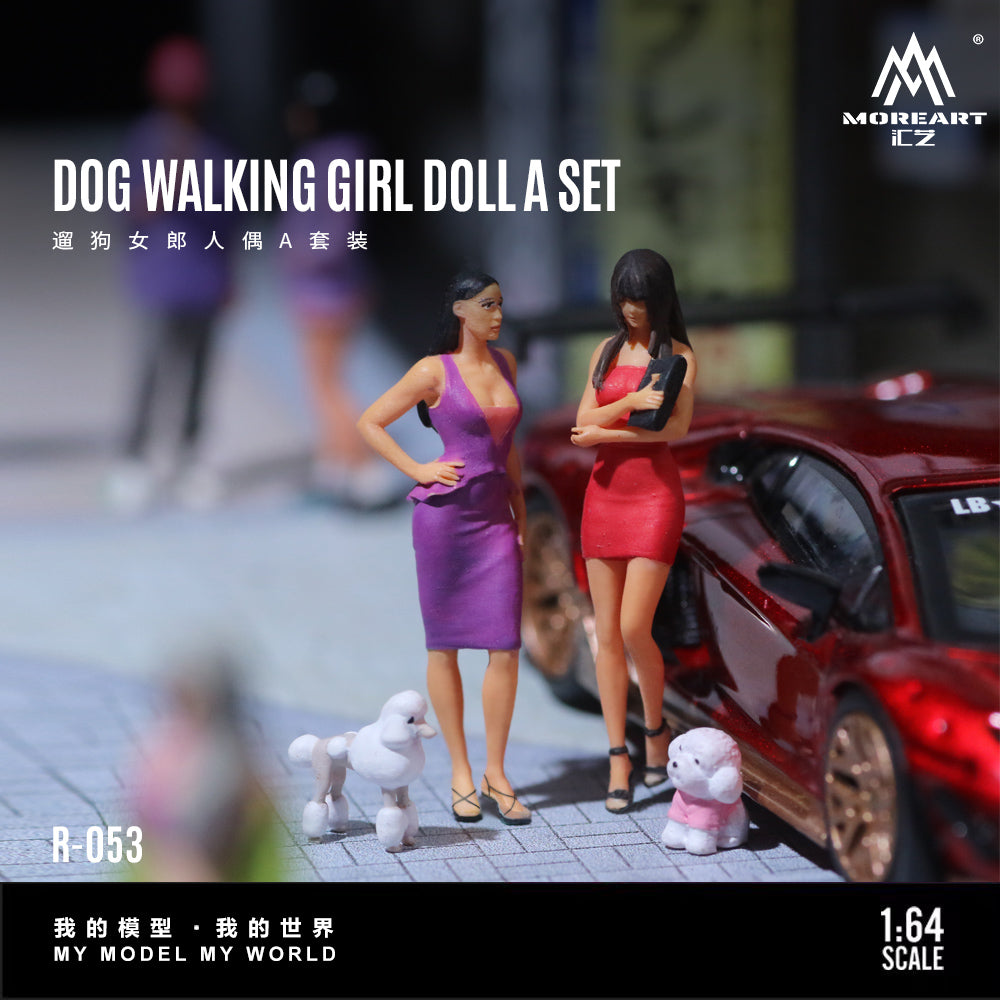 MoreArt 1:64 Dog Walking Girl Doll A Set MO223053 (Preorder)
