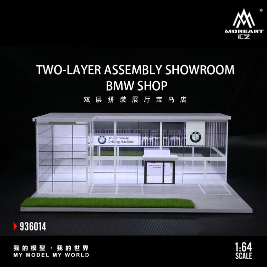 MoreArt 1:64 Two-Layer Assembly Showroom BMW Shop Diorama MO936014 (Preorder)