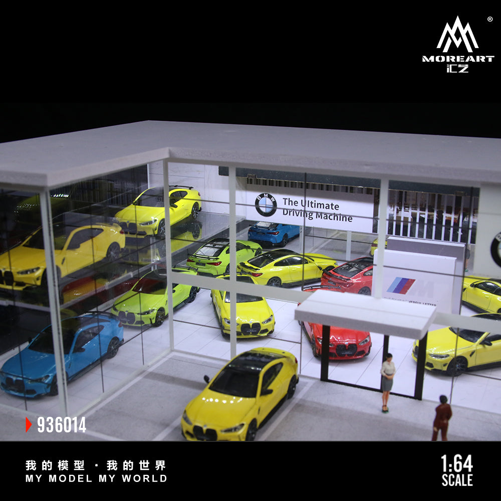 MoreArt 1:64 Two-Layer Assembly Showroom BMW Shop Diorama MO936014 (Preorder)