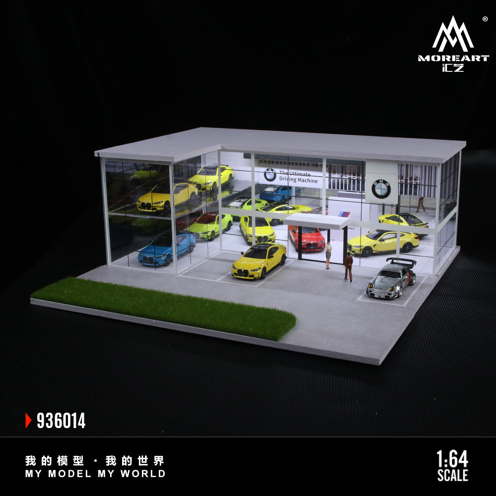 MoreArt 1:64 Two-Layer Assembly Showroom BMW Shop Diorama MO936014 (Preorder)