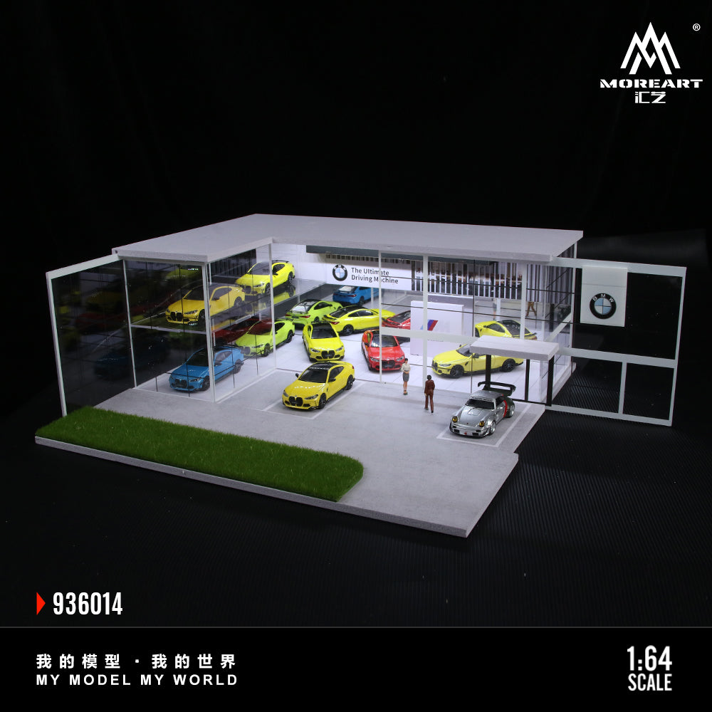 MoreArt 1:64 Two-Layer Assembly Showroom BMW Shop Diorama MO936014 (Preorder)