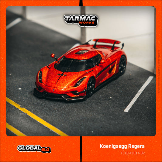 Tarmac Works 1:64 Koenigsegg Regera Orange Metallic / Black Stripes T64G-TL017-OR (Preorder)