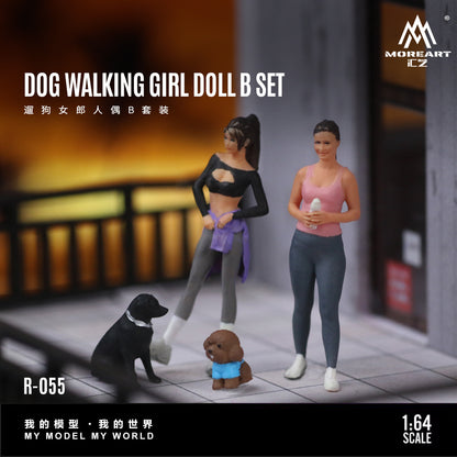 MoreArt 1:64 Dog Walking Girl Doll B Set MO223055