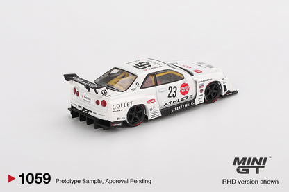 (Preorder) Mini GT 1:64 Nissan LB-ER34 Super Silhouette ATHLETE/COLLET – White MGT01059-BL
