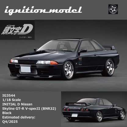 Ignition Model 1:18 INITIAL D Nissan Skyline GT-R  V-Specll (BNR32) Black/Gun Gray Metallic IG3544/IG3545 [2 Versions]