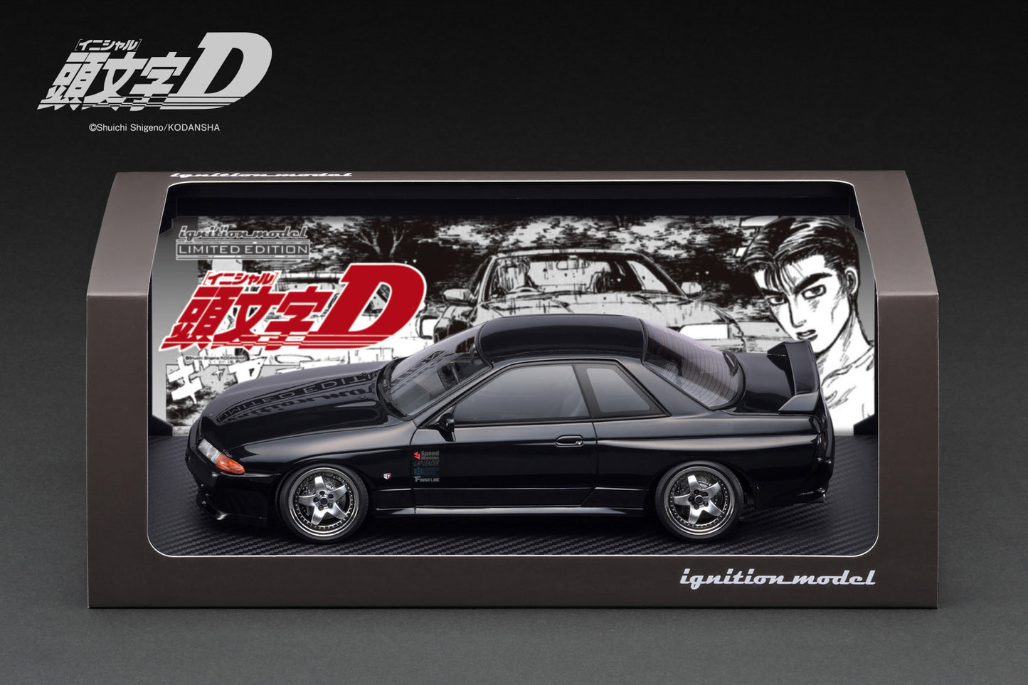 Ignition Model 1:18 INITIAL D Nissan Skyline GT-R  V-Specll (BNR32) Black/Gun Gray Metallic IG3544/IG3545 [2 Versions]