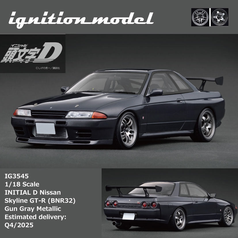 Ignition Model 1:18 INITIAL D Nissan Skyline GT-R  V-Specll (BNR32) Black/Gun Gray Metallic IG3544/IG3545 [2 Versions]