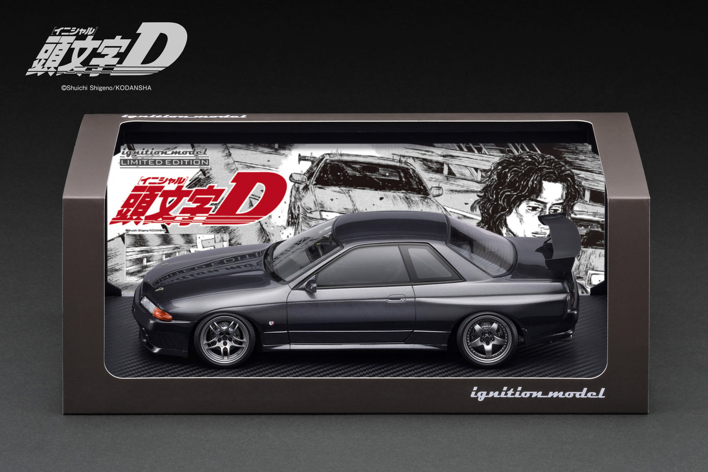 Ignition Model 1:18 INITIAL D Nissan Skyline GT-R  V-Specll (BNR32) Black/Gun Gray Metallic IG3544/IG3545 [2 Versions]