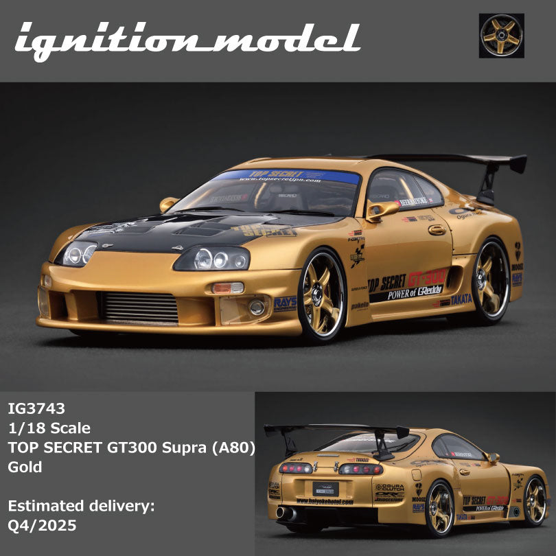 Ignition Model 1:18 TOP SECRET GT300 Supra (A80) Gold/ White IG3743/IG3744 [2 Colors]