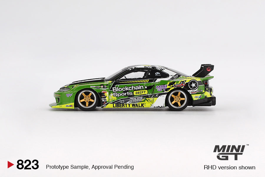 (Preorder) Mini GT 1:64 Nissan LB-Super Silhouette S15 SILVIA #555 V2 2024 – Green – Formula Drift Japan MGT00823-BL