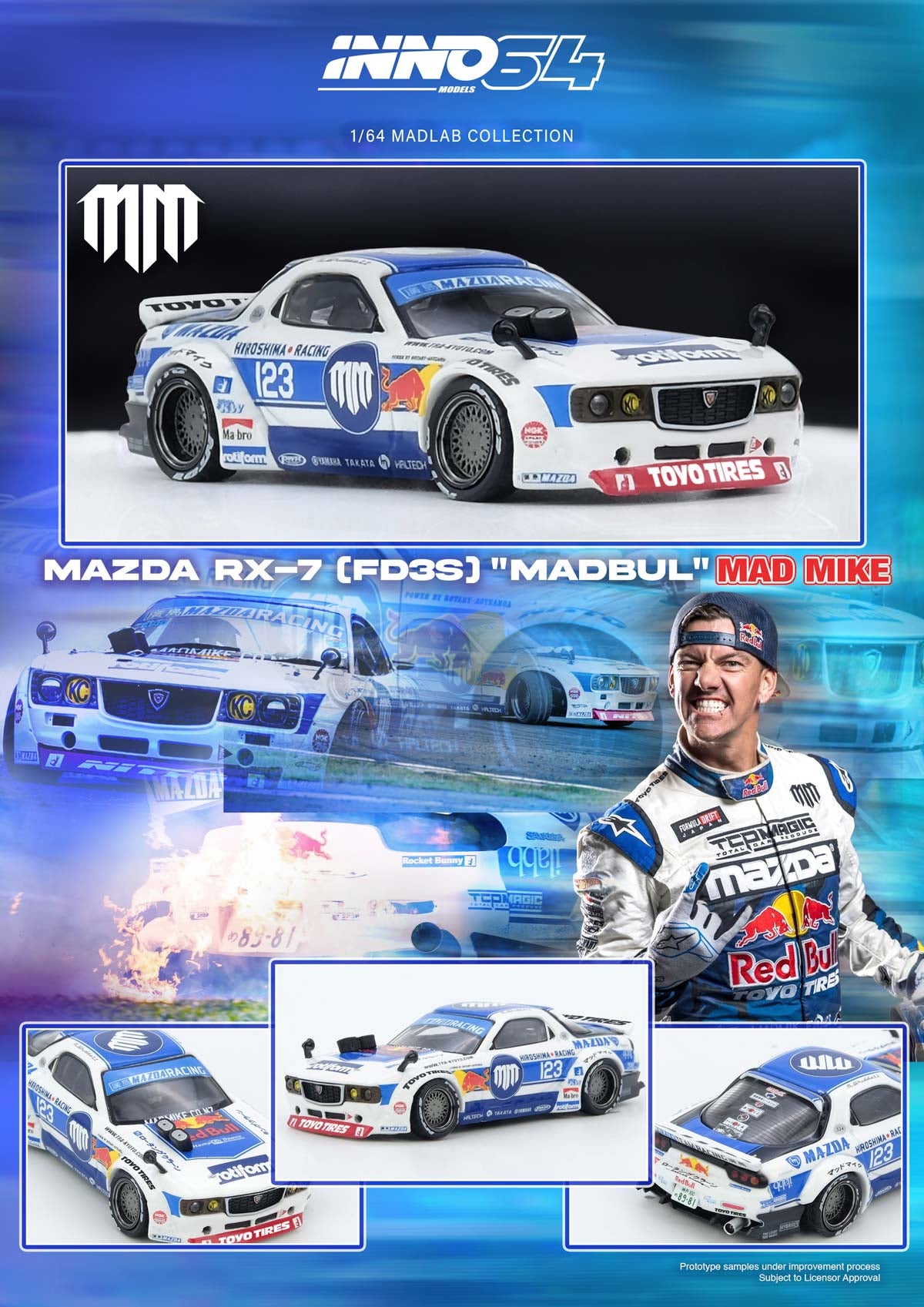 (Preorder) Inno64 1:64 MAZDA RX7 (FD3S) PANDEM ROCKET BUNNY 001 IN64-MADLAB01-MADBUL