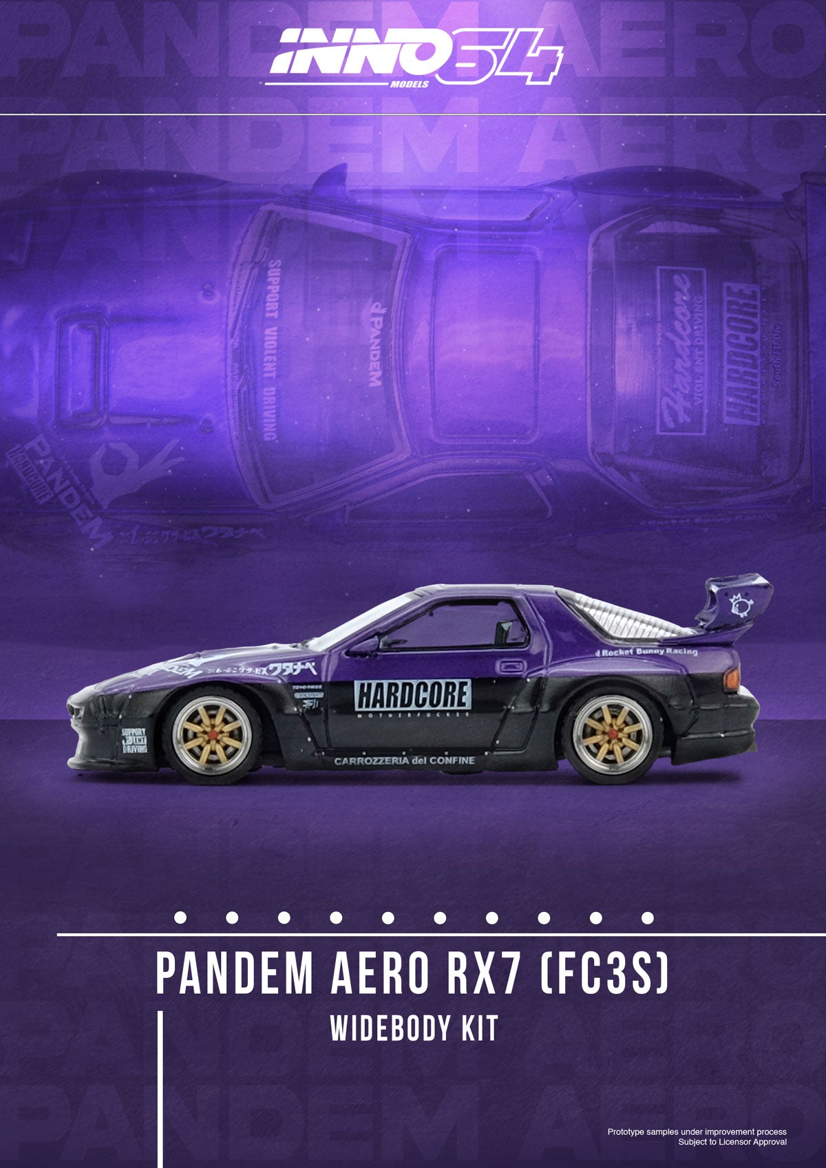 Inno64 1:64 MAZDA RX7 (FC3S) "PANDEM ROCKET BUNNY" Purple IN64-RX7FCP-PB