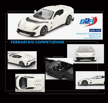 (Preorder) BBR Models 1:64 Ferrari 812 Competizione Bianco Avus BBRFER64010