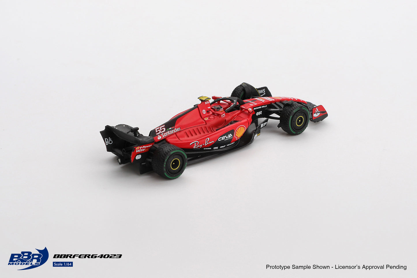 BBR Models 1:64 Ferrari SF23 #55 C. Sainz 2023 Monaco GP BBRFER64023