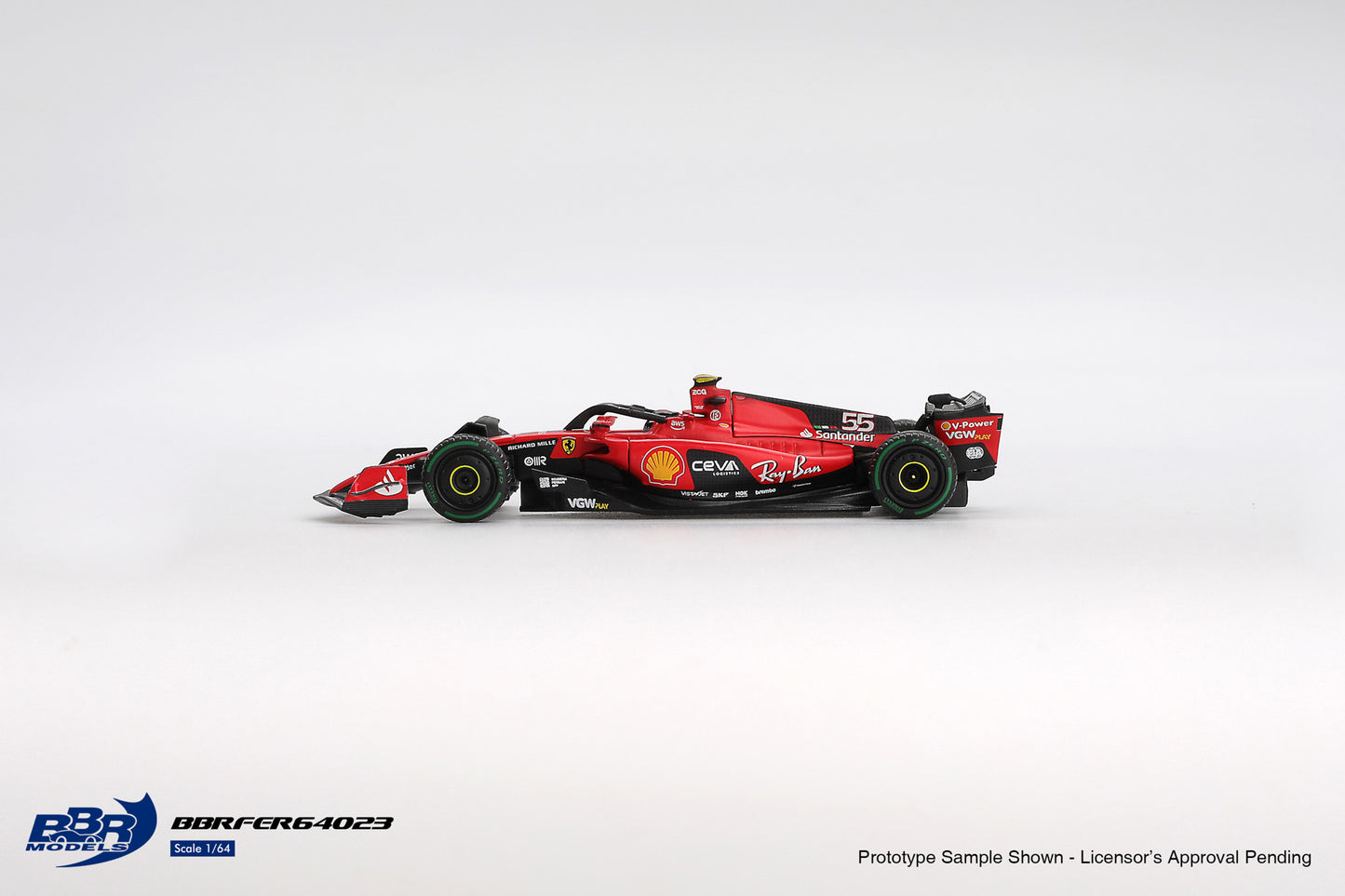 BBR Models 1:64 Ferrari SF23 #55 C. Sainz 2023 Monaco GP BBRFER64023
