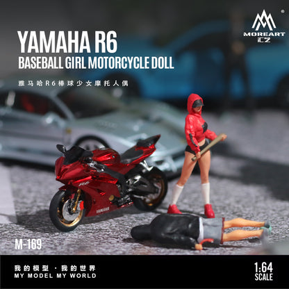 (Preorder) MoreArt 1:64 YAMAHA R6 Baseball Girl Motorcycle Doll MO222169