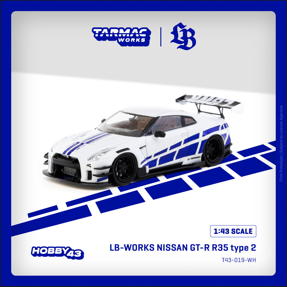 (Preorder) Tarmac Works 1:43 LB-WORKS NISSAN GT-R R35 type 2 White - licensed by Nissan T43-019-WH