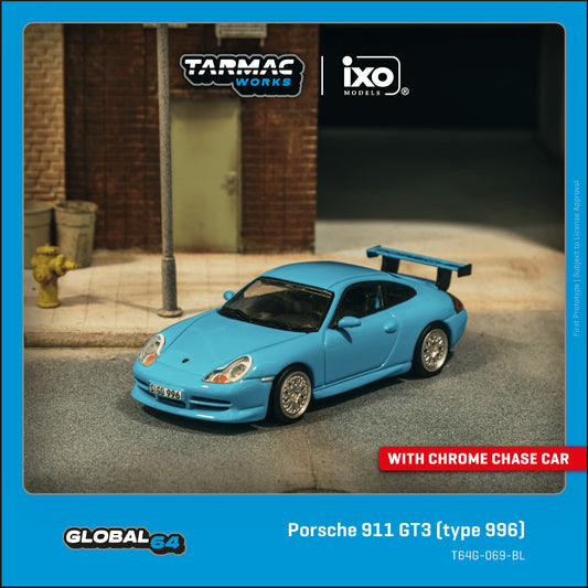 (Preorder) Tarmac Works 1:64 Porsche 911 GT3 (type 996) Light Blue T64G-069-BL