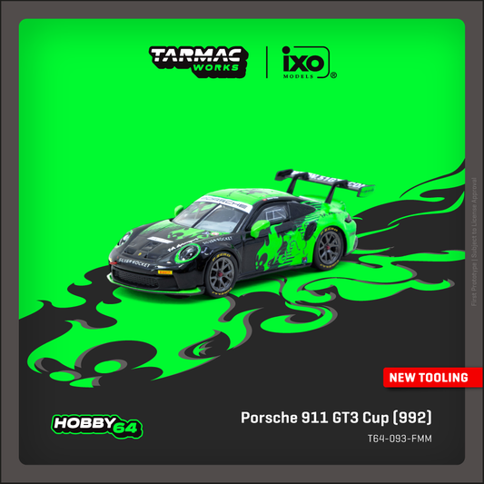 (Preorder) Tarmac Works 1:64 Porsche 911 GT3 Cup (992) Fire Monkey Motorsport T64-093-FMM