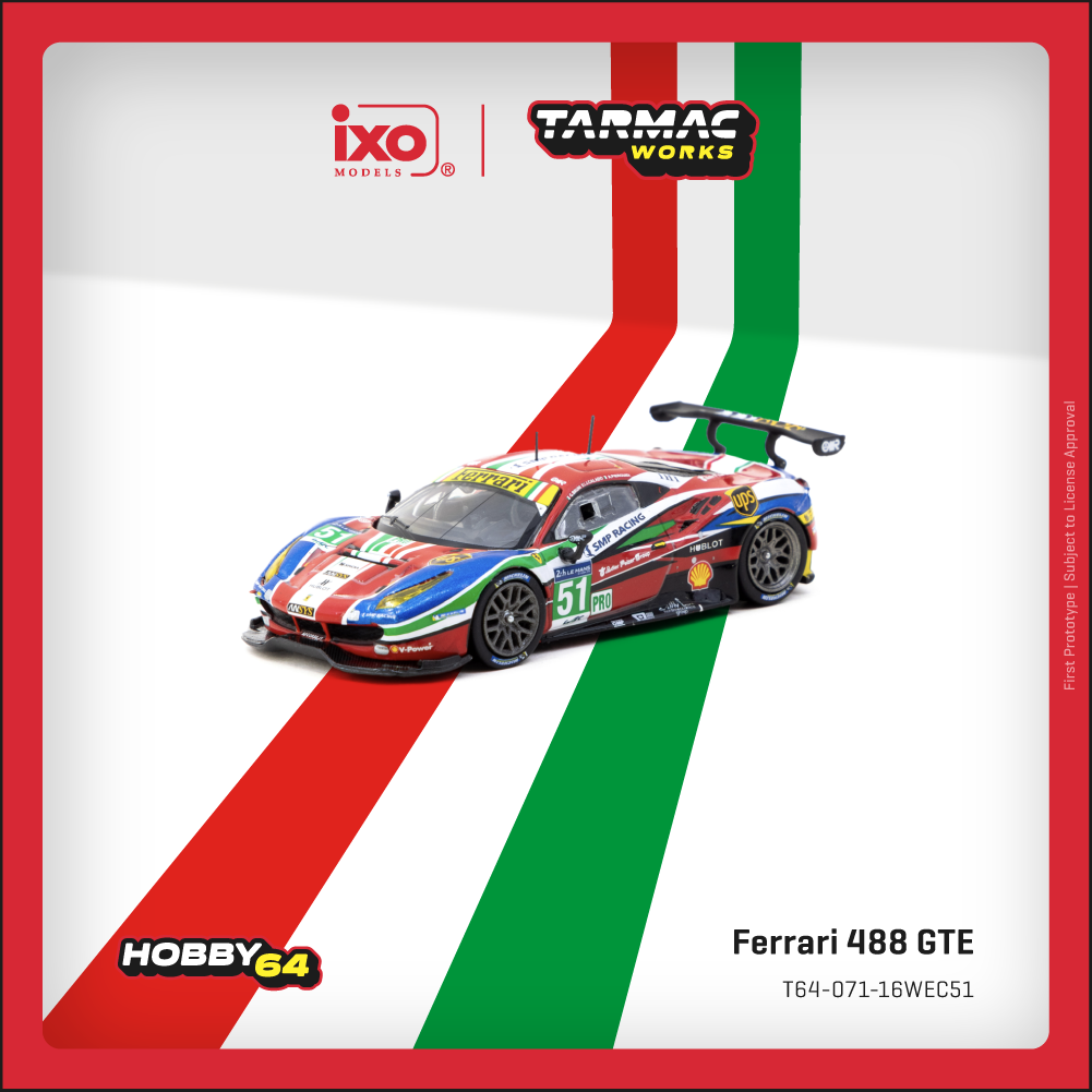(Preorder) Tarmac Works 1:64 Ferrari 488 GTE 24h of Le Mans 2016 T64-071-16WEC51