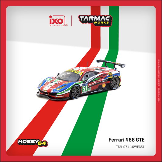 (Preorder) Tarmac Works 1:64 Ferrari 488 GTE 24h of Le Mans 2016 T64-071-16WEC51