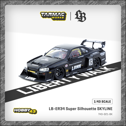 (Preorder) Tarmac Works 1:43 LB-ER34 Super Silhouette SKYLINE Black T43-021-BK