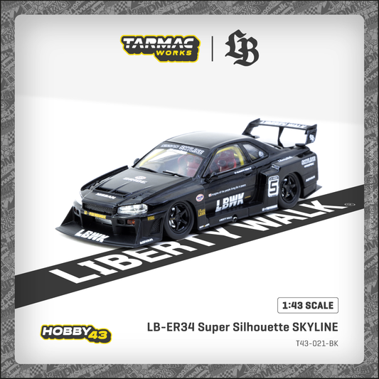 (Preorder) Tarmac Works 1:43 LB-ER34 Super Silhouette SKYLINE Black T43-021-BK