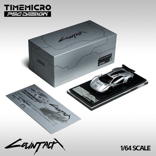 (Preorder) Time Micro x PSC DESIGN 1:64 Lamborghini Countach V Silver Bullet TM647704