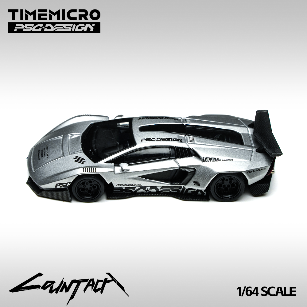 (Preorder) Time Micro x PSC DESIGN 1:64 Lamborghini Countach V Silver Bullet TM647704