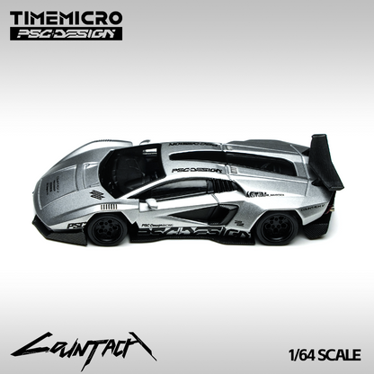 (Preorder) Time Micro x PSC DESIGN 1:64 Lamborghini Countach V Silver Bullet TM647704