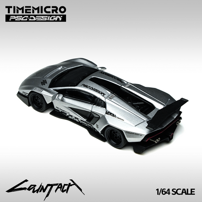 (Preorder) Time Micro x PSC DESIGN 1:64 Lamborghini Countach V Silver Bullet TM647704