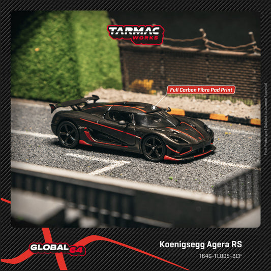 (Preorder) Tarmac Works 1:64 Koenigsegg Agera RS Black Carbon Fiber / Red Accents T64G-TL005-BCF