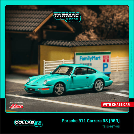 (Preorder) Tarmac Works 1:64 Porsche 911 Carrera RS (964) Mint Green T64S-017-MG