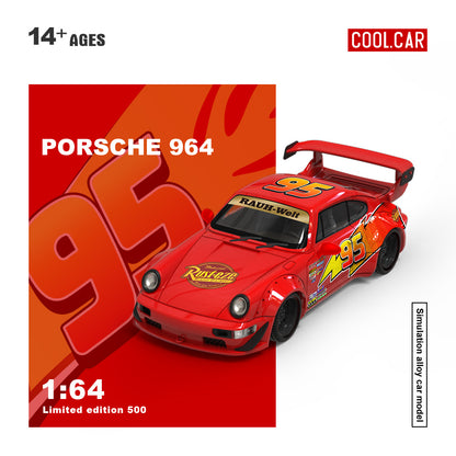 (Preorder) Cool Car 1:64 Porsche 964 Lightning McQueen Livery CC640883