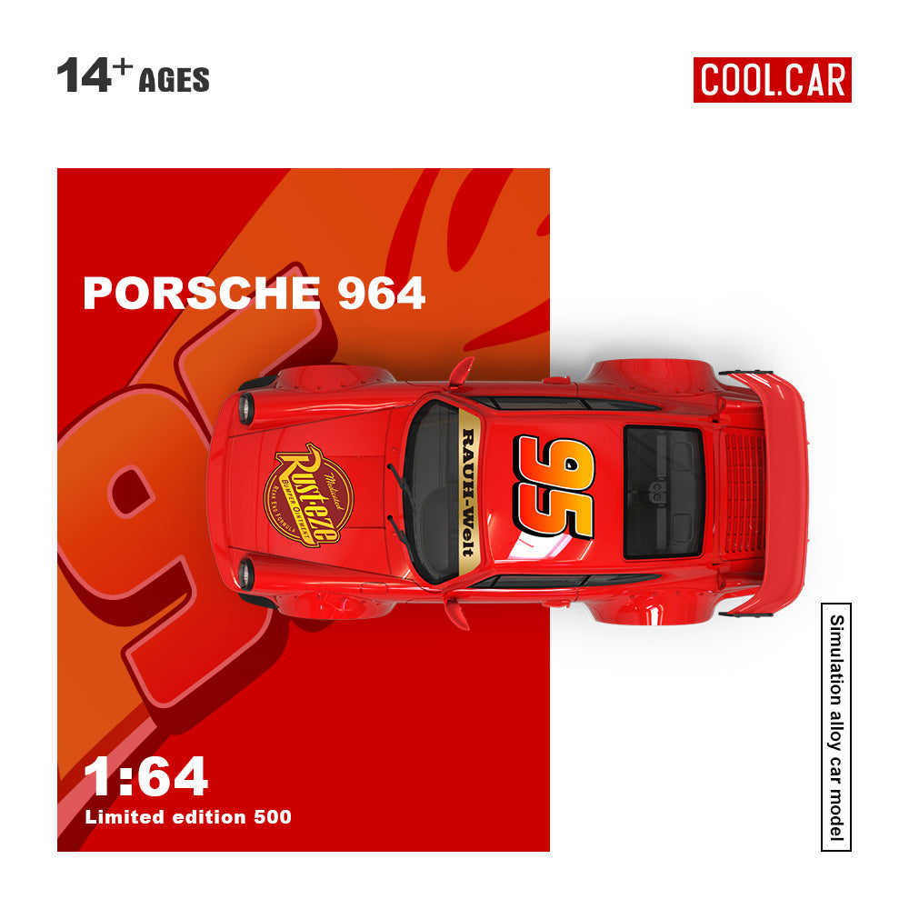 (Preorder) Cool Car 1:64 Porsche 964 Lightning McQueen Livery CC640883