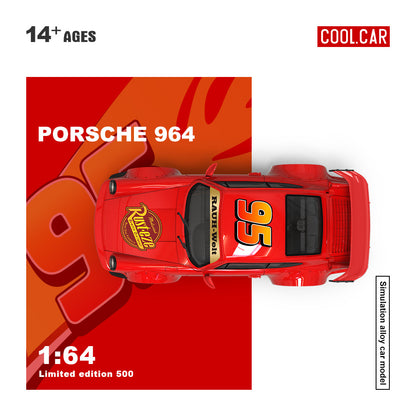 (Preorder) Cool Car 1:64 Porsche 964 Lightning McQueen Livery CC640883