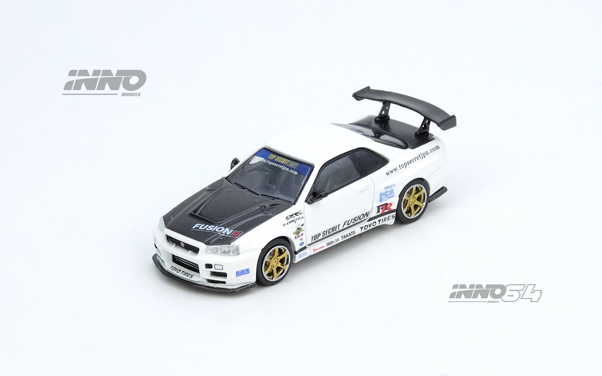 Inno64 1:64 TOP SECRET R34 GT-R White IN64-R34TS-WHI – CarBro MC