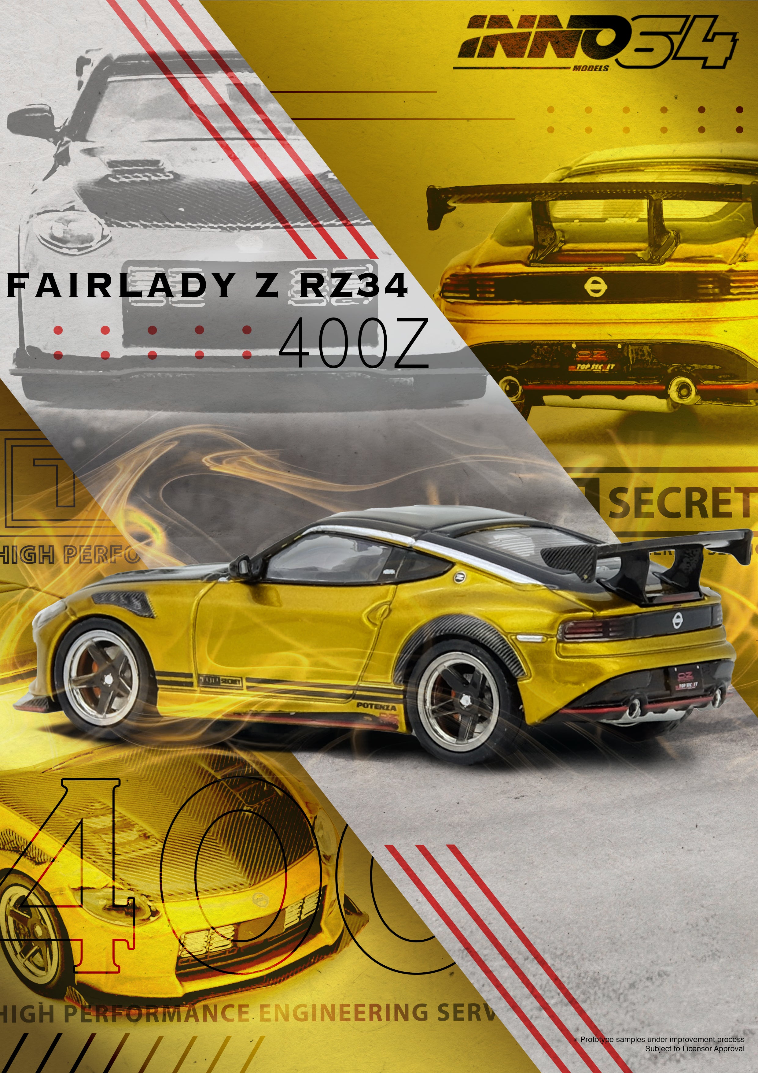 Inno64 1:64 TOP SECRET FAIRLADY Z (RZ34) Gold IN64-400ZTS-GOLD