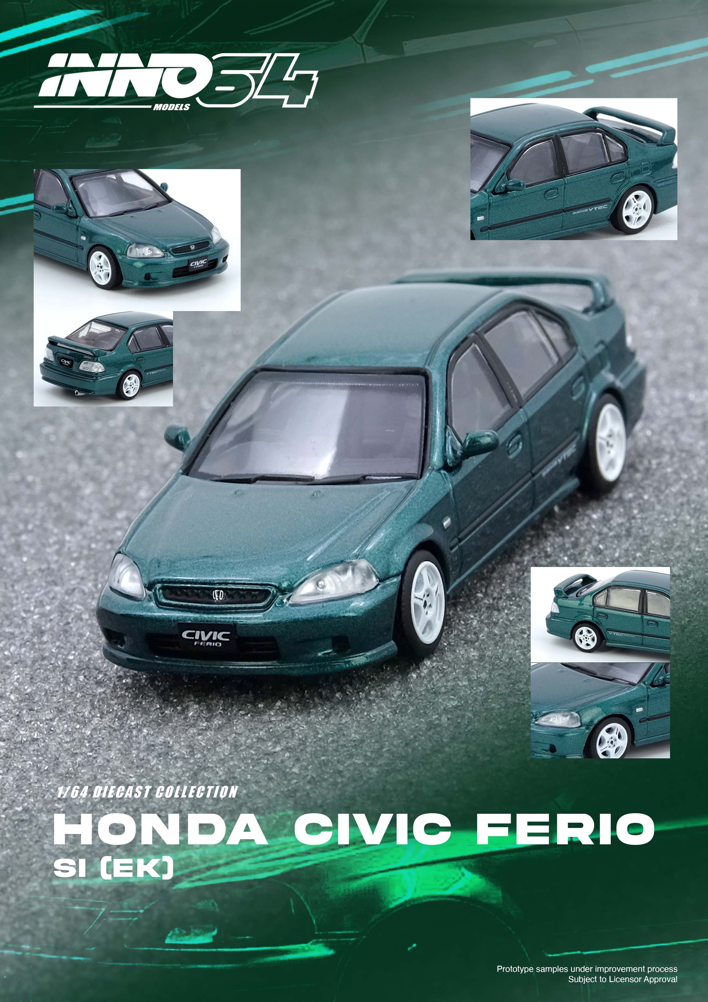 Inno64 1:64 HONDA CIVIC Ferio Si (EK) Green IN64-EKS-GREEN – CarBro MC